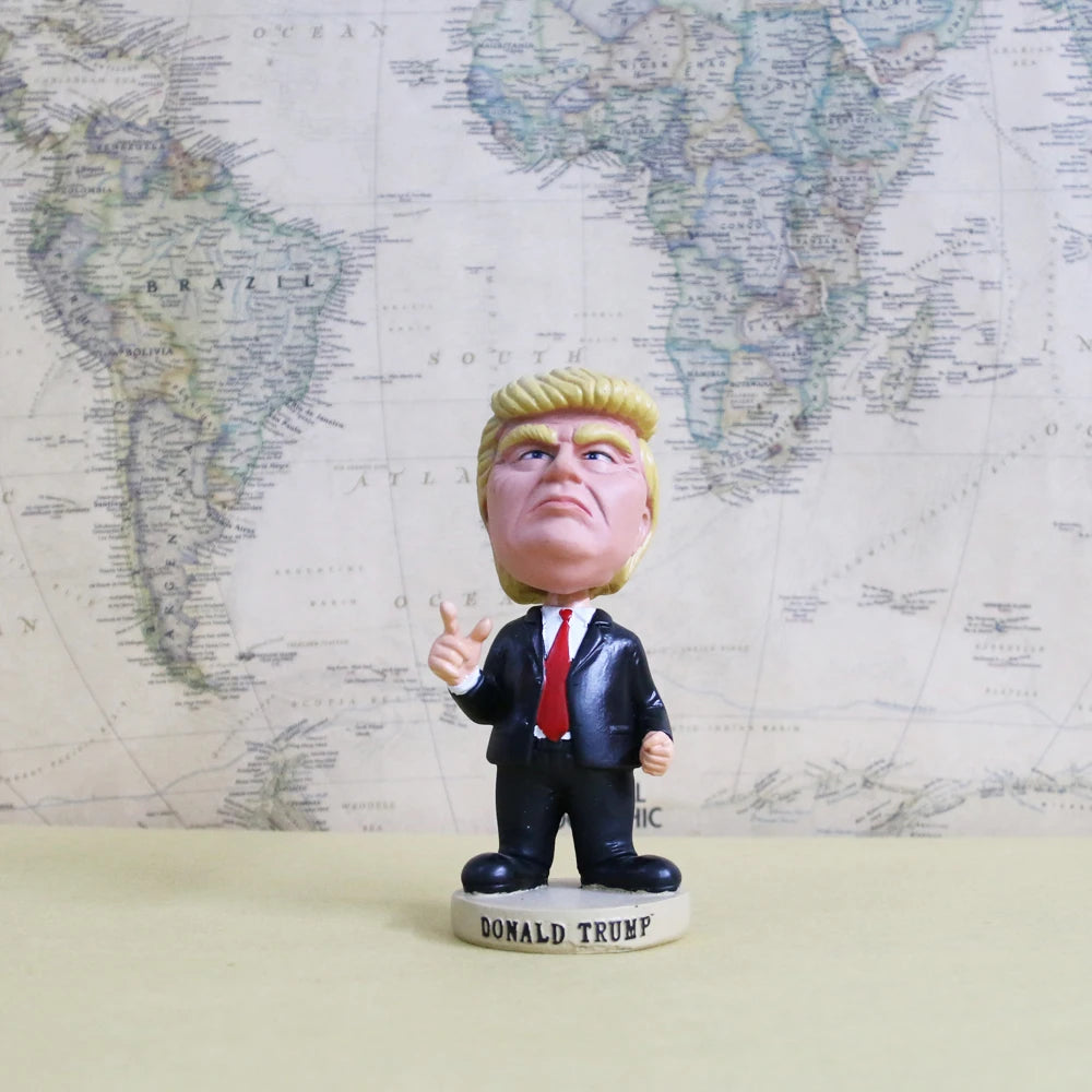 New Famous People Donald Trump  Figure Model Bobble Head Knock Toy 15CM