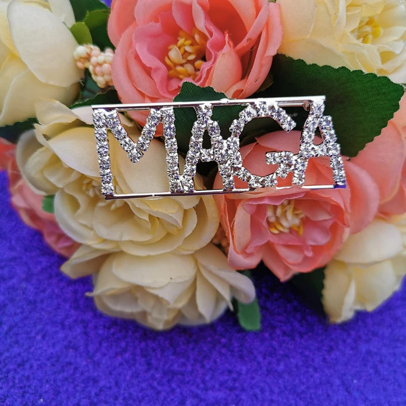 New Jewelry Styles Words" MAGA" Make America Great Again Pins Rhinestone Letters Brooch Unique Gifts for Women or Men