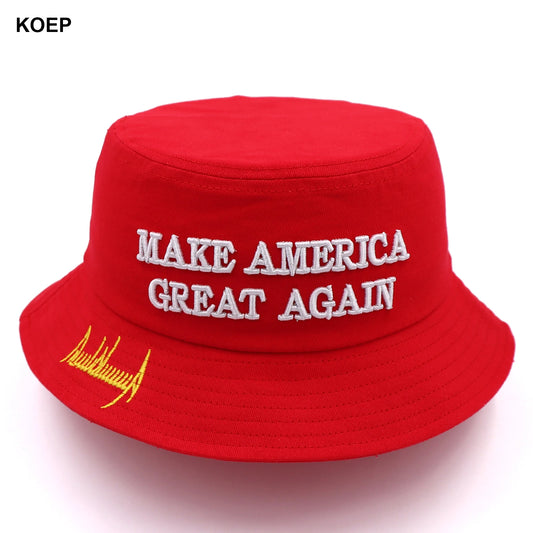 MAGA Red Bucket Hat Trump 2024 Flag Cap Make America Great Again Donald Trump Unisex Outdoor Sun Hat