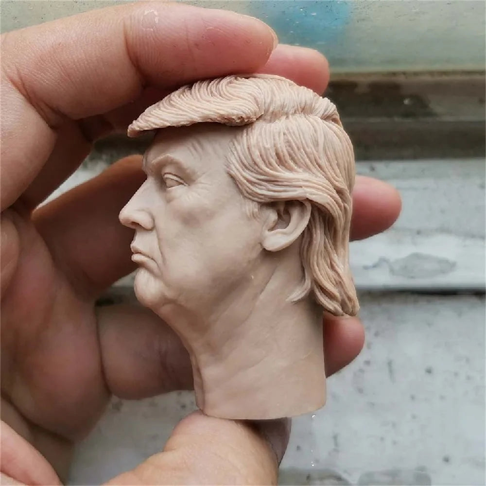 1/6  Donald Trump Male Head Carving   Unpainted  Toys  Soldier Doll Model 1/6 Scale Action Figure Body Collection Toys