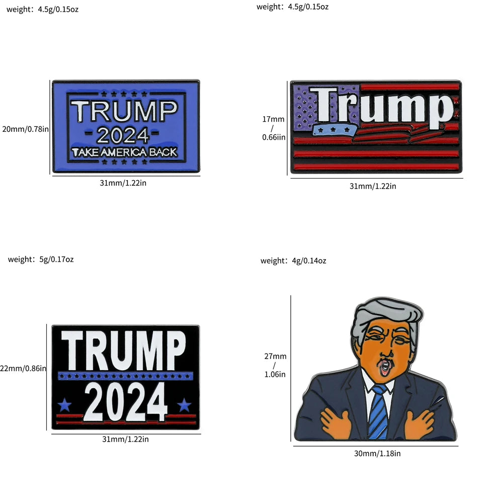 New Arrival Donald Trump President Brooch Pins USA Metal Enamel Lapel Pin Button Badges for Clothing Pins Accessories Gifts