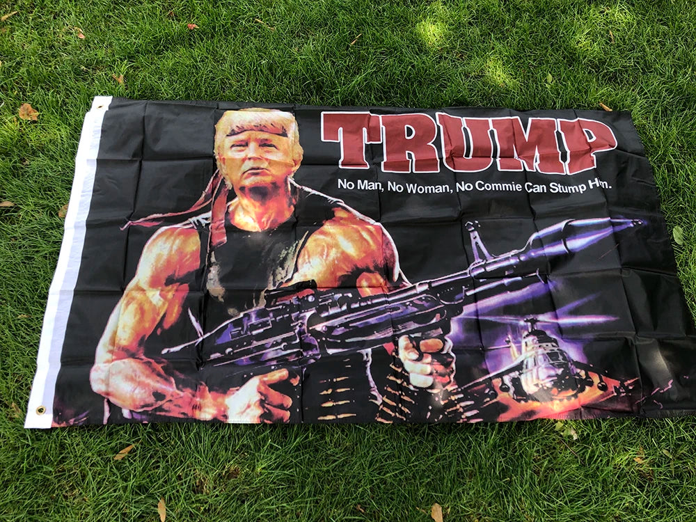 SKY FLAG Trump Flag 90X150cm Creative Trump Gun Pattern American Hanging Flag President USA Polyester Printed Banner