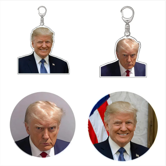 Trump Mug Shot - Donald Trump Mug Shot - Never Surrender 58mm Brooch Humor Funny Political Graphic  Acrylic Key Chain Fans Gift