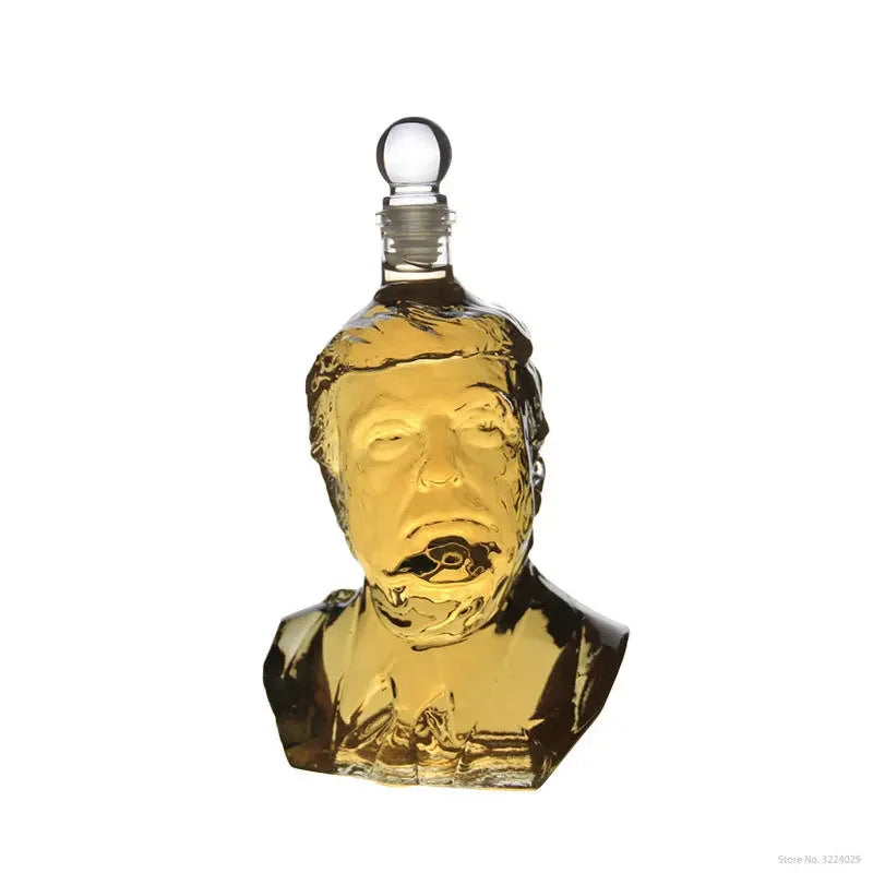 Novelty Trump head shaped design barware lead-free whiskey decanter for Liquor Scotch Bourbon