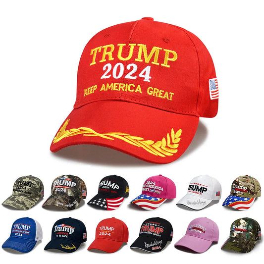 Baseball Cap For Trump 2024 Embroidery Cap USA Flag Baseball Caps Keep America Great 3D Letter Embroidery Snapback President Hat