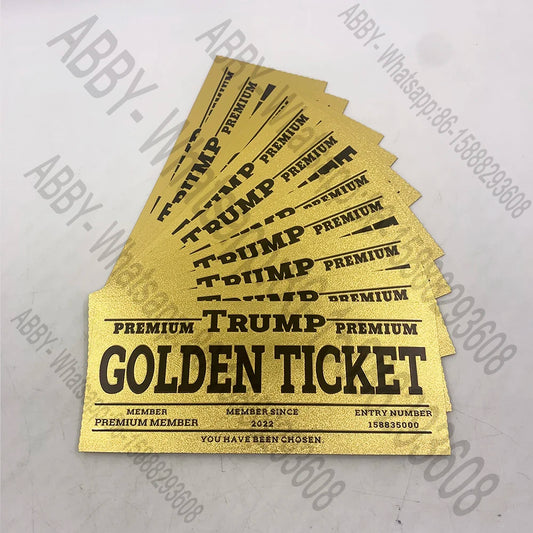Wholesale custom 2022 Donald-Trump Premium Golden Ticket Vip membership card President souvenir gifts for fans