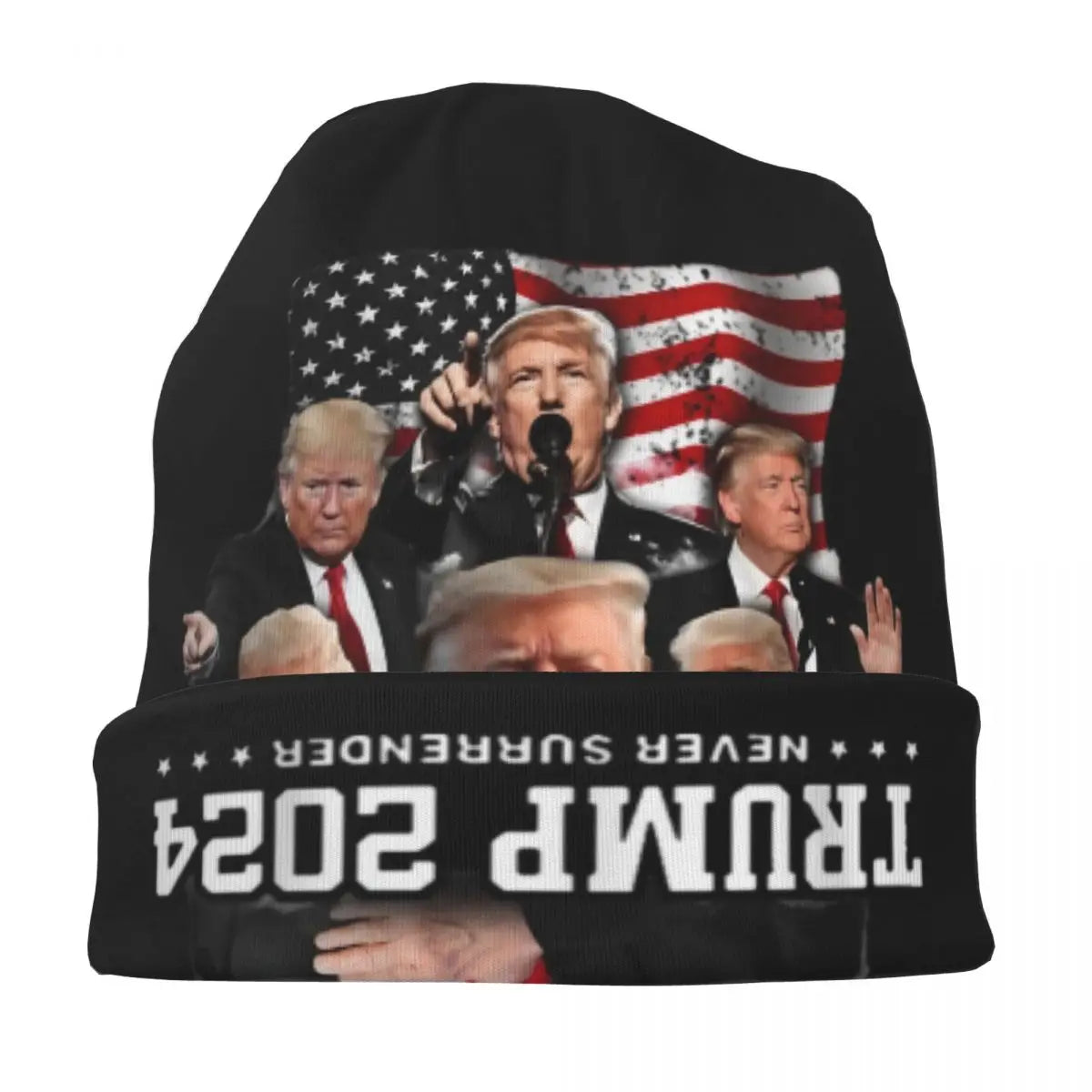 Unisex Trump Never Surrender Beanies Hats Merchandise Winter Warm Parody Trump Dual-use Bonnet Knitted Hat