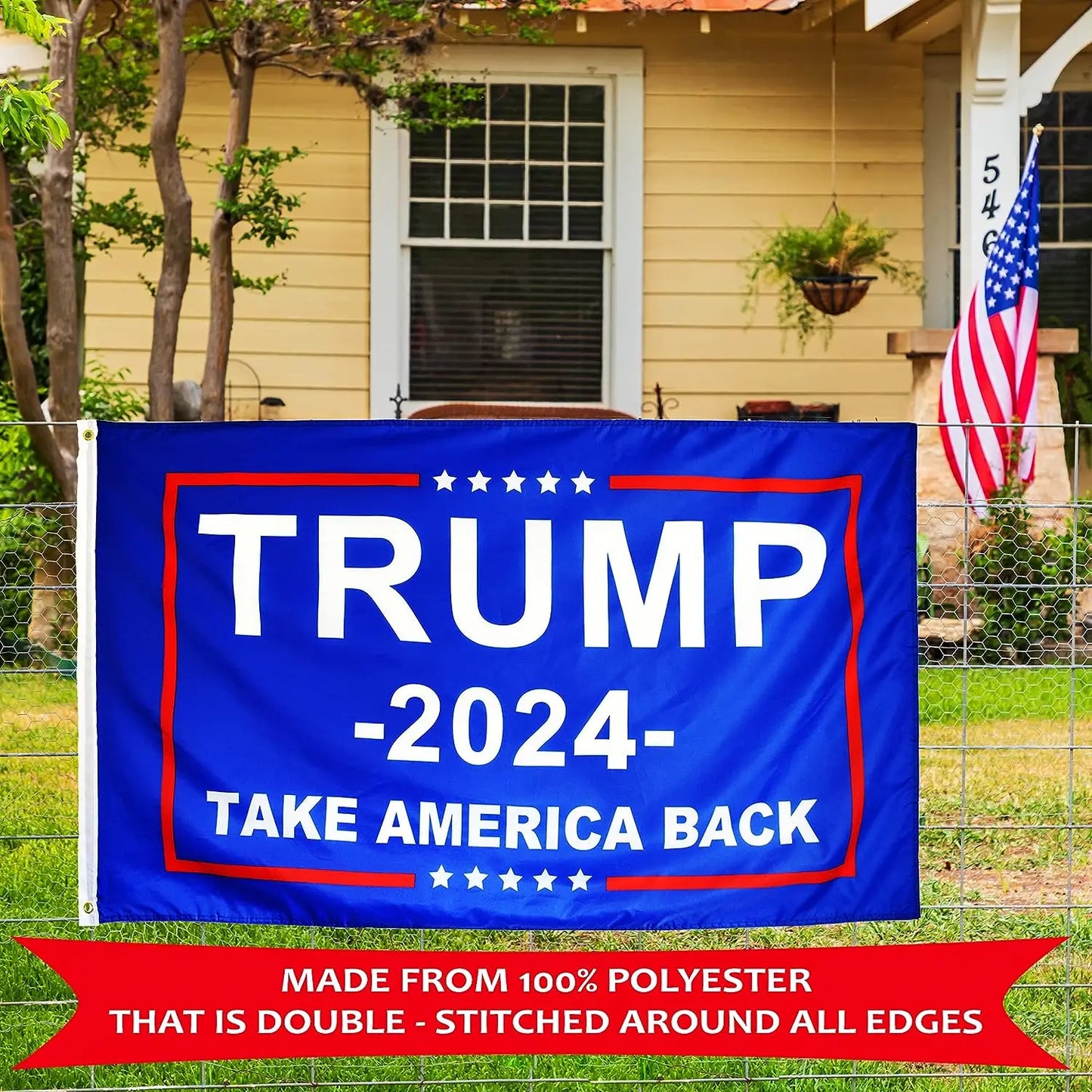 Trump 2024 Flag, 3 x 5 Feet Trump Flag Take American Back Polyester Fiber Trump Desantis 2024 Flag