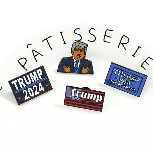 America Support Trump 2024 Enamel Pins Brooches Badges for Backpack Clothes Hat Accessories Gifts for Friends Family