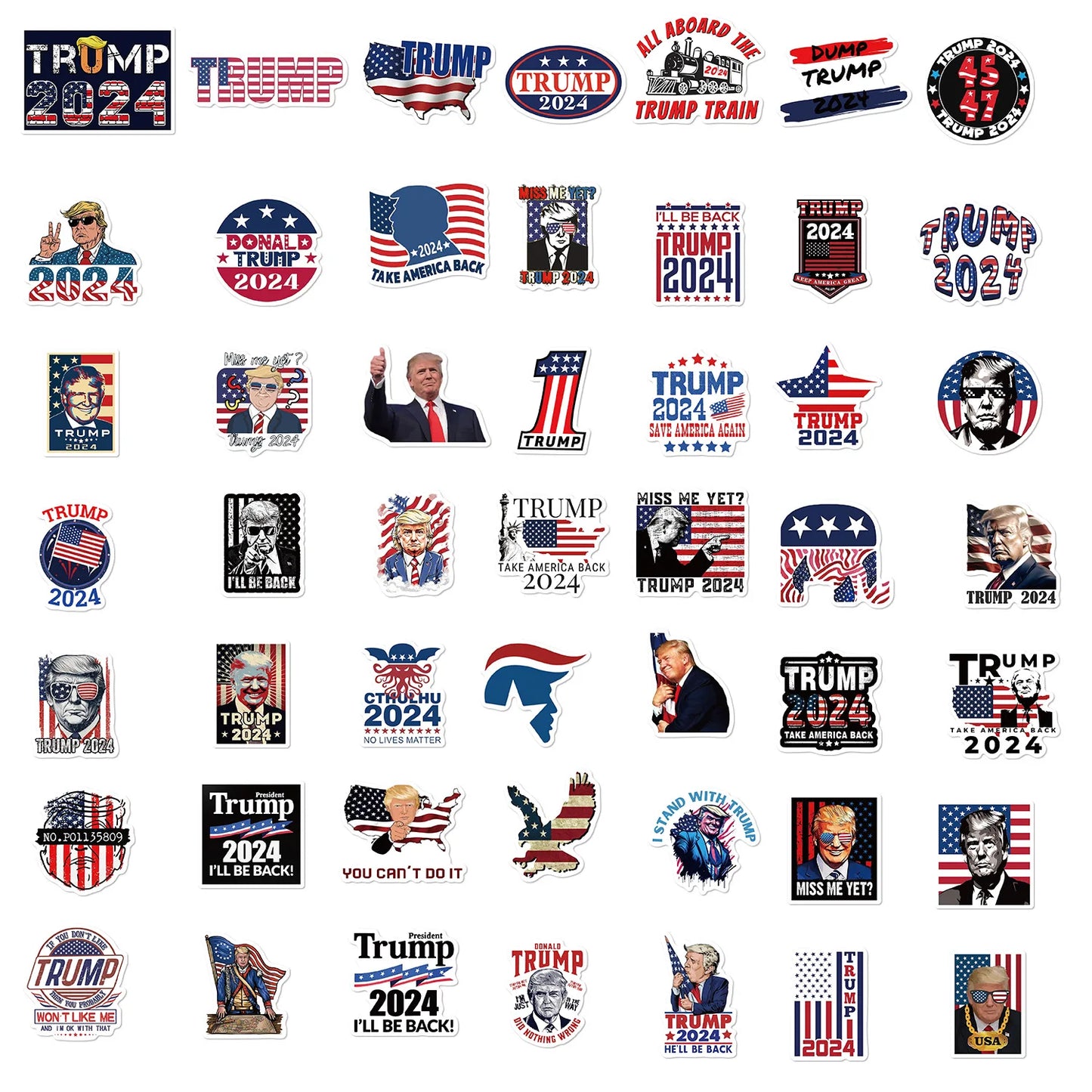 50pcs Donald Trump 2024 Stickers, Trump Decal for Laptop, Phone, Car, Water Bottle