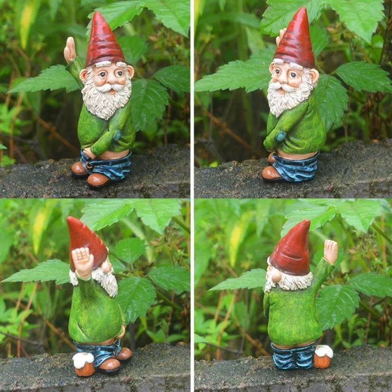 Creative Urinating Gnome Statue Resin Crafts White Bearded Old Man Dwarf Sculpture Christmas Garden Courtyard Decoration