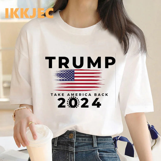 trump 2024 clothes tshirt female streetwear white aesthetic print japanese t-shirt streetwear harajuku kawaii