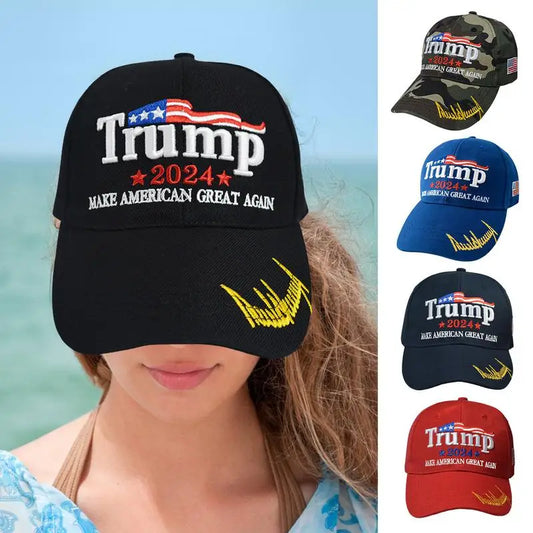 Hot Trump 2024 American Presidential Hat Make America Great Again Hat Donald-Trump Republican Hat Cap Embroidered Mesh Cap
