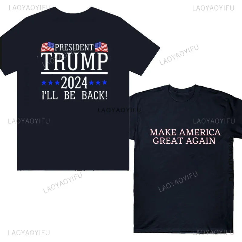 Trump 2024 Make America Great Again T-shirt Election Shirts 100% Cotton T Shirt American Flag Tee Cosplay Men's Women Clothing