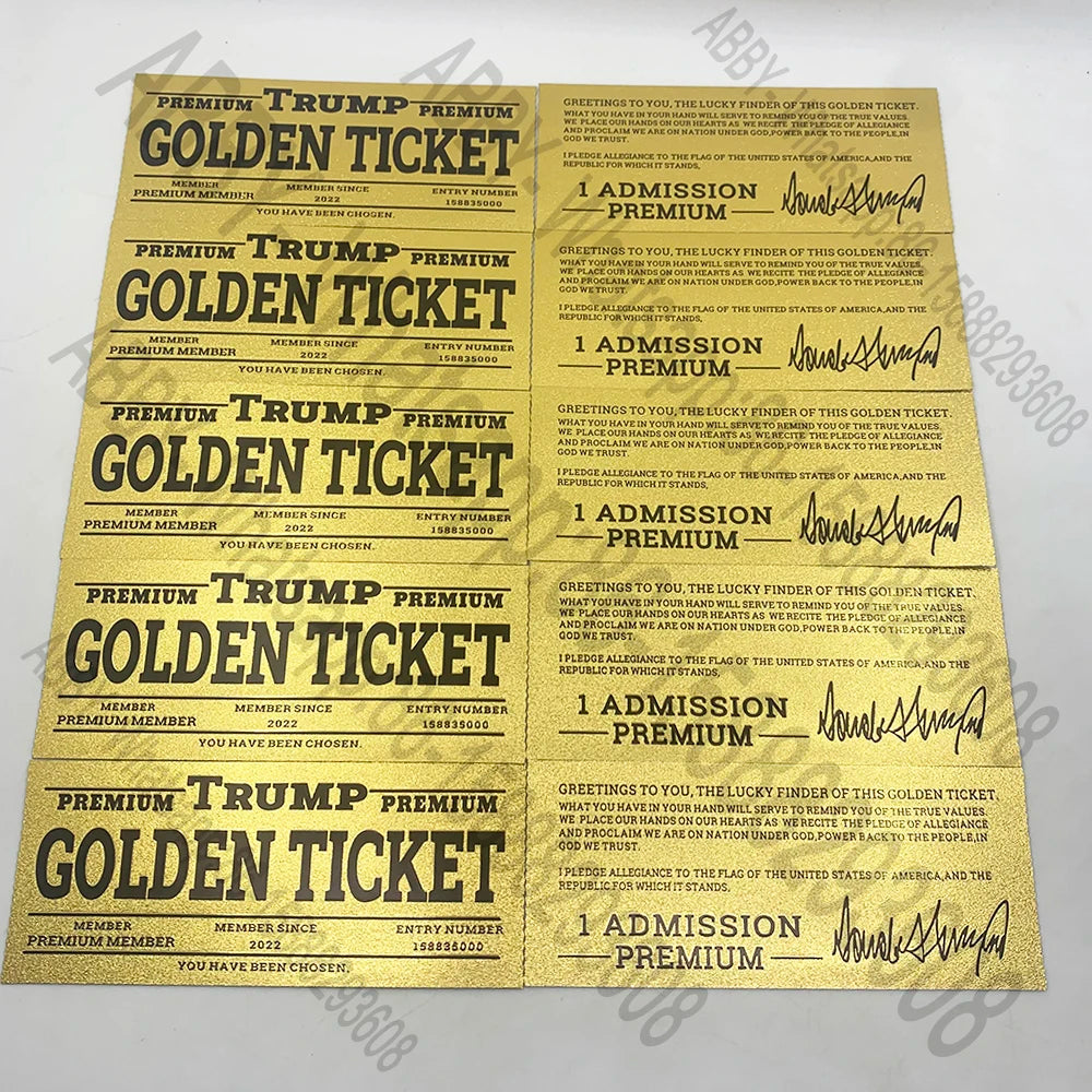 Wholesale custom 2022 Donald-Trump Premium Golden Ticket Vip membership card President souvenir gifts for fans