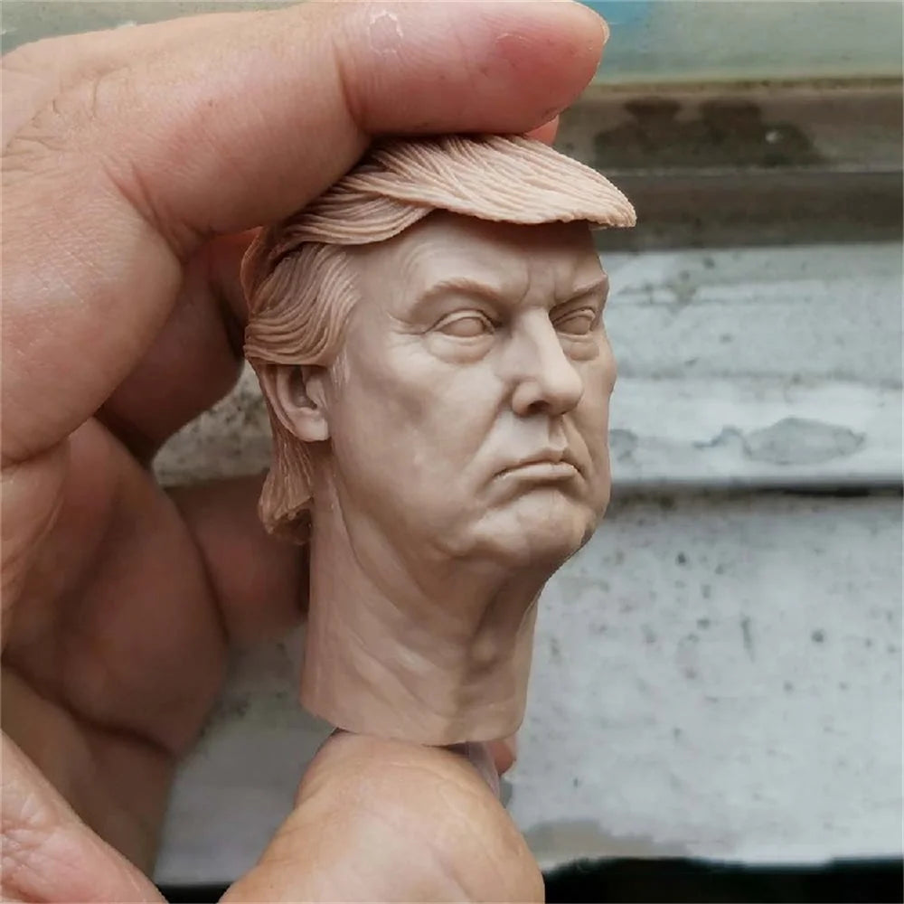 1/6  Donald Trump Male Head Carving   Unpainted  Toys  Soldier Doll Model 1/6 Scale Action Figure Body Collection Toys