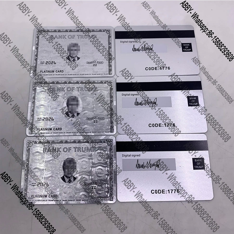 Wholesale Donald Trump silver foil name card Plastic credit card material creative Platinum card Trb vip card for collection