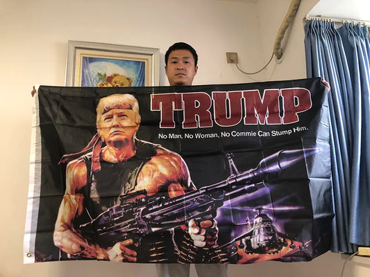 SKY FLAG Trump Flag 90X150cm Creative Trump Gun Pattern American Hanging Flag President USA Polyester Printed Banner