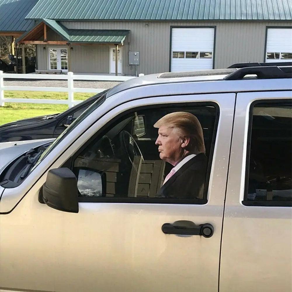 1PC President Donald Trump Car Sticker Self-Adhesive Life Person Size Passenger Left Right Side Window Decal Auto Exterior Decor