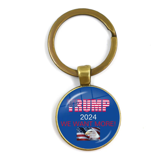 Keep America Great 2024 USA Trump Collection Glass Cabochon Keychain Antique Bronze Keyring Jewelry For Women Men Support Trump