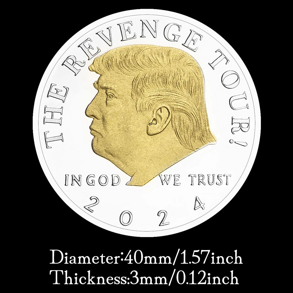 New Trump 2024 The Revenge Tour Collectible Gold Plated Coin United States President Commemorative Coin