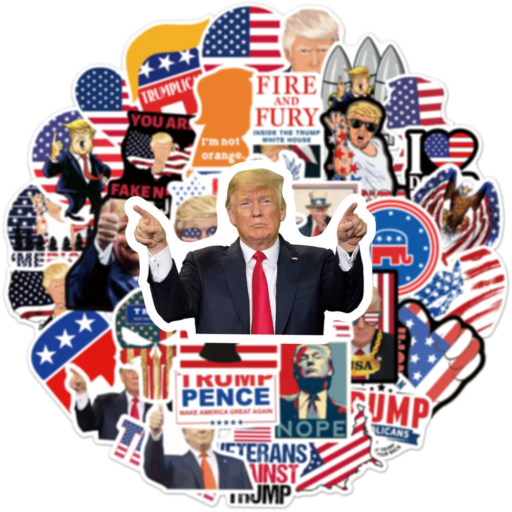 10/30/50/100pcs Trump 2024 Us Presidential Election Speech Stickers Funny Walls Laptop Luggage Fridge Suitcase Decals Decoration