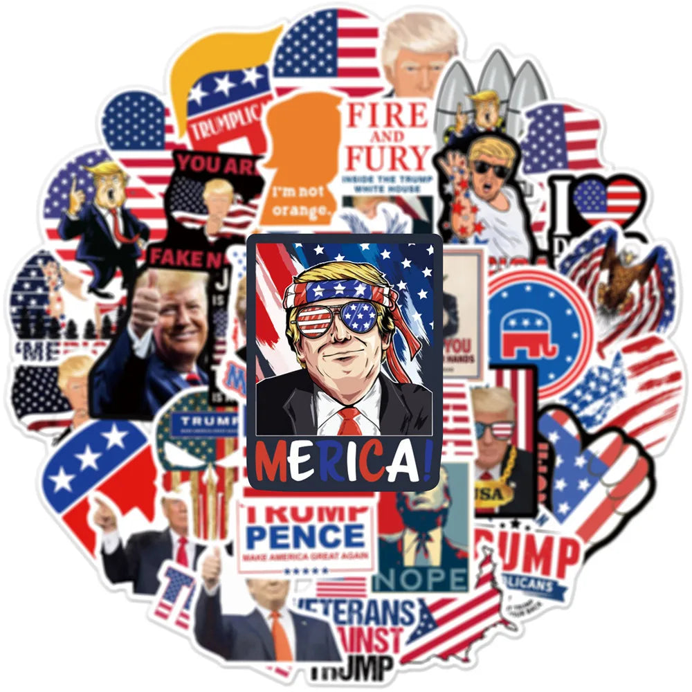 10/30/50pcs Trump 2024 Us Presidential Election Speech Stickers Funny Walls Laptop Luggage Fridge Suitcase Decals Decoration