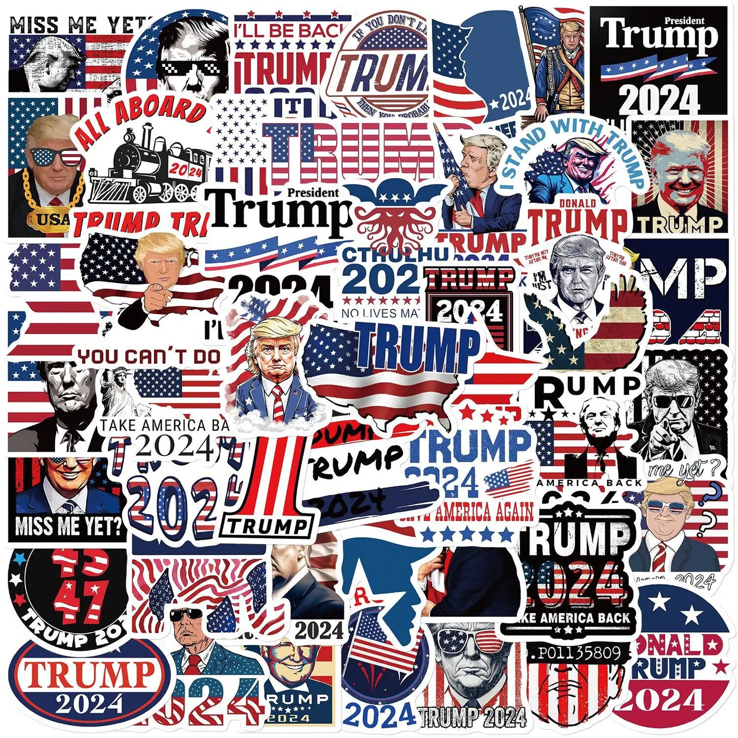 10/30/50pcs 2024 Trump Campaigns Graffiti Stickers For Snowboard Laptop Luggage Car Fridge DIY Styling Vinyl Home