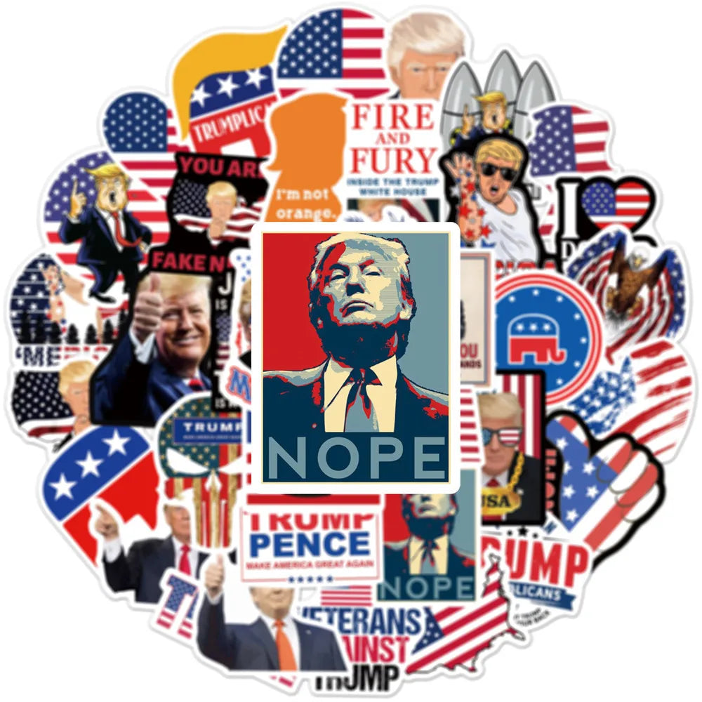 10/30/50pcs Trump 2024 Us Presidential Election Speech Stickers Funny Walls Laptop Luggage Fridge Suitcase Decals Decoration