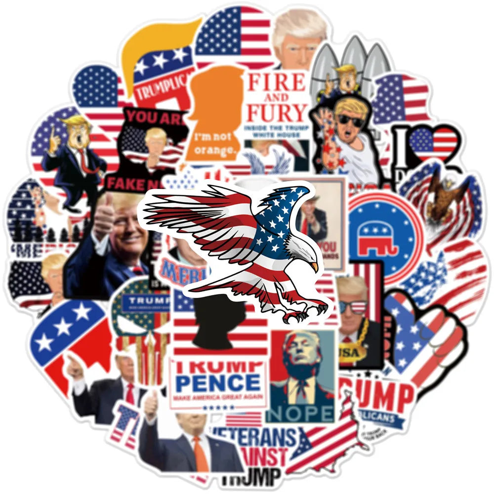 10/30/50/100pcs Trump 2024 Us Presidential Election Speech Stickers Funny Walls Laptop Luggage Fridge Suitcase Decals Decoration