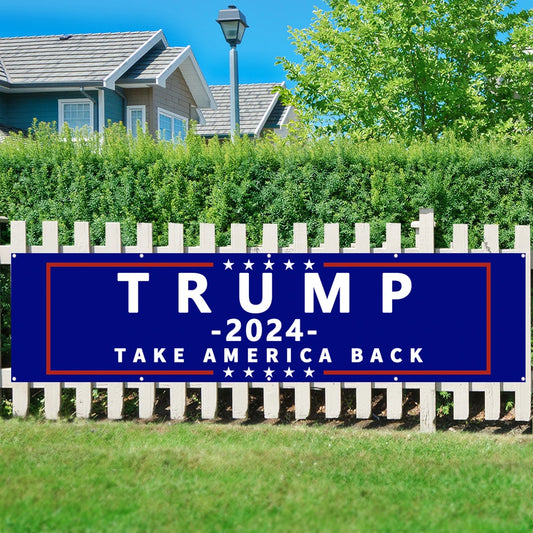 Donald Trump 2024 Flag Banner 60×240cm 2×8 FT Take American Back For President USA Ten Grommets Fine Sewing Decoration Polyester